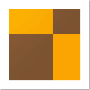 Two Colored Off Centered Square Pattern - Brown and Orange - Abstract and Minimal Throw Posters and Art